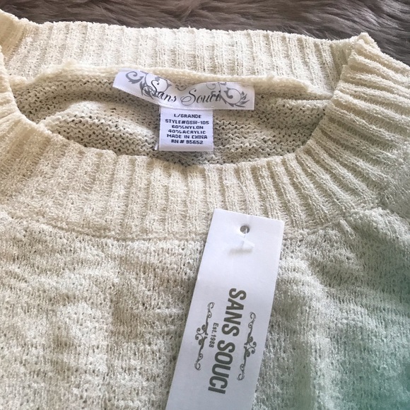 SANS SOUCI ( BEIGE ) CUT OUT SLEEVES CROP SWEATER - Picture 2 of 3